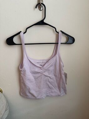 American Eagle Outfitters Light Lilac Ruched Scoop Crop Tank